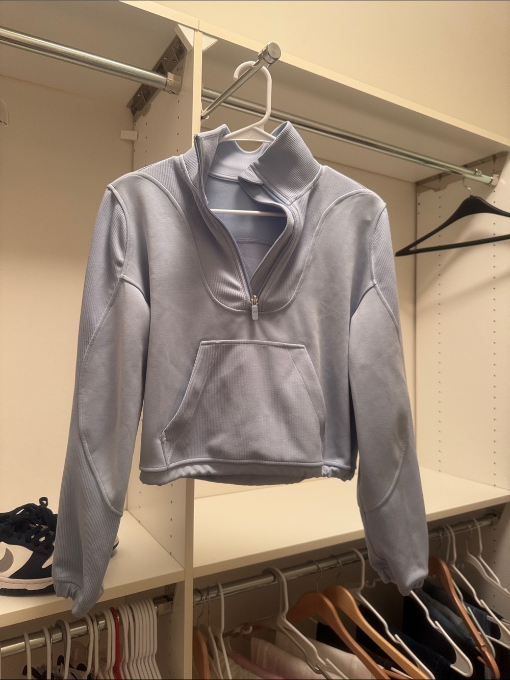 lululemon athletica Light Blue Cropped Half‑Zip Sweatshirt